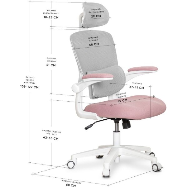 Фото - Крісло офісне Mealux Junior Air Pink (HF-T1 F/DP)